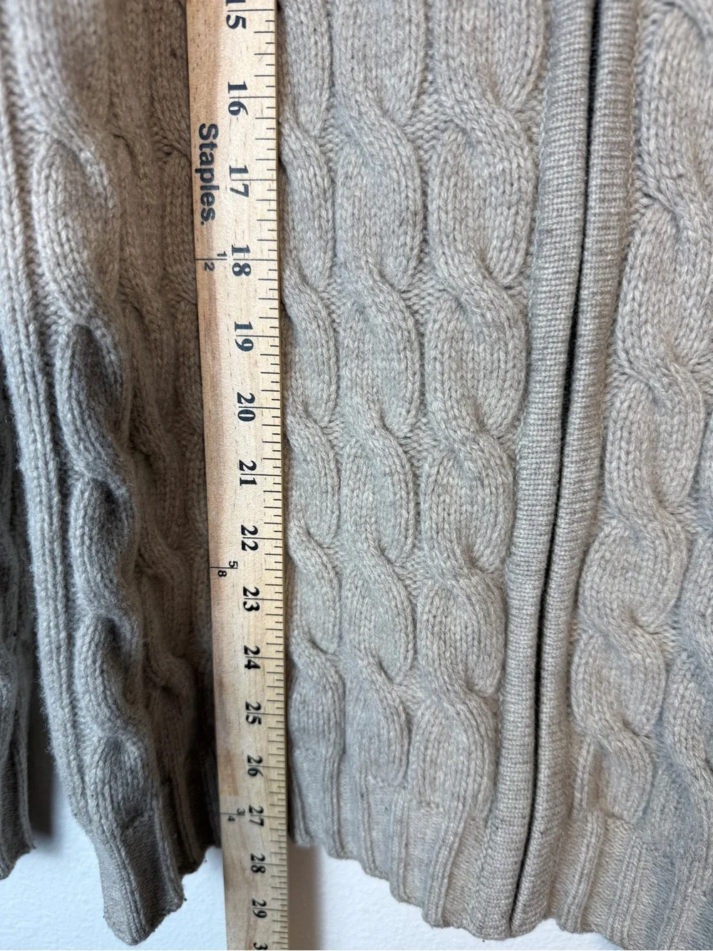 Allen Solly Mens Cable Knit Cardigan Full Zip Lambswool Gray Sweater L Vintage